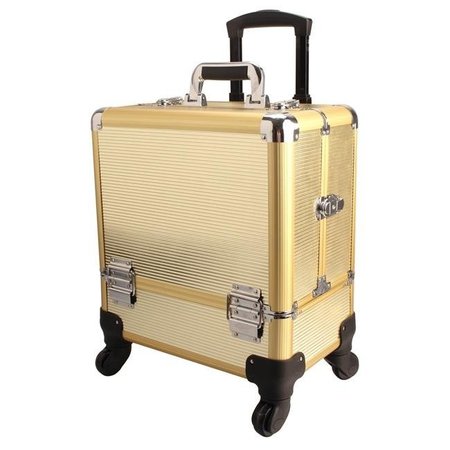 TZ CASE TZ Case AB-111T GGS Wheeled Beauty Spinner Makeup Case Organizer  Gold Stripe AB-111T GGS